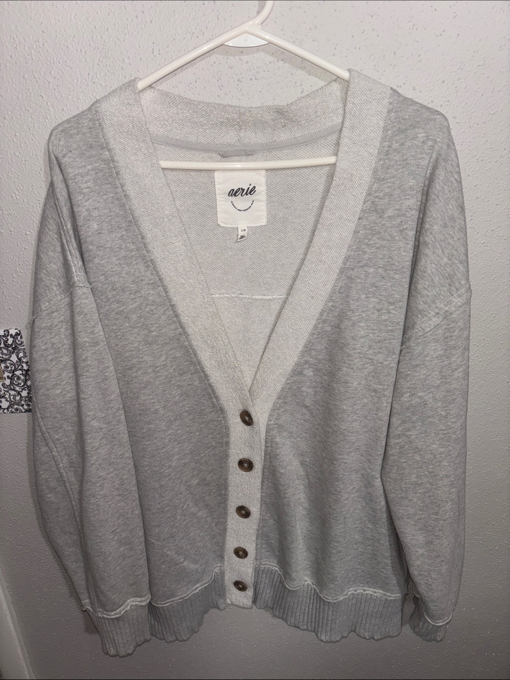 Aerie - Fleece Button-Front Boyfriend Cardigan (size Large)